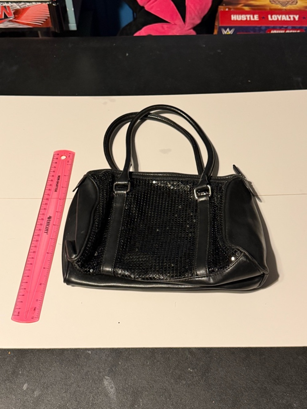 Lancôme Black Sequin Accent Women's Handbag Makeup